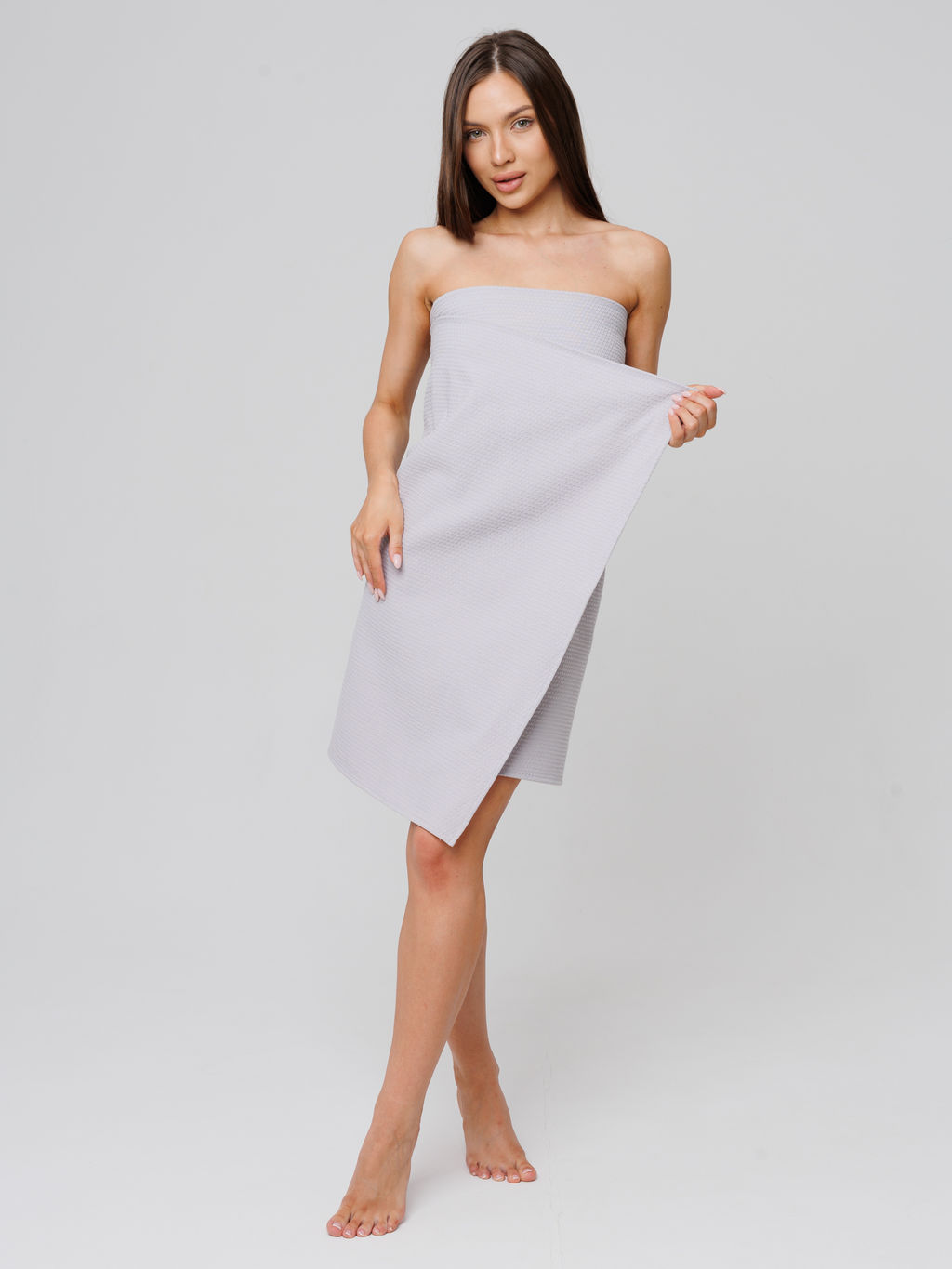 Однотонное вафельное полотенце Ромбы серый ПВ-11 (20) 70х140