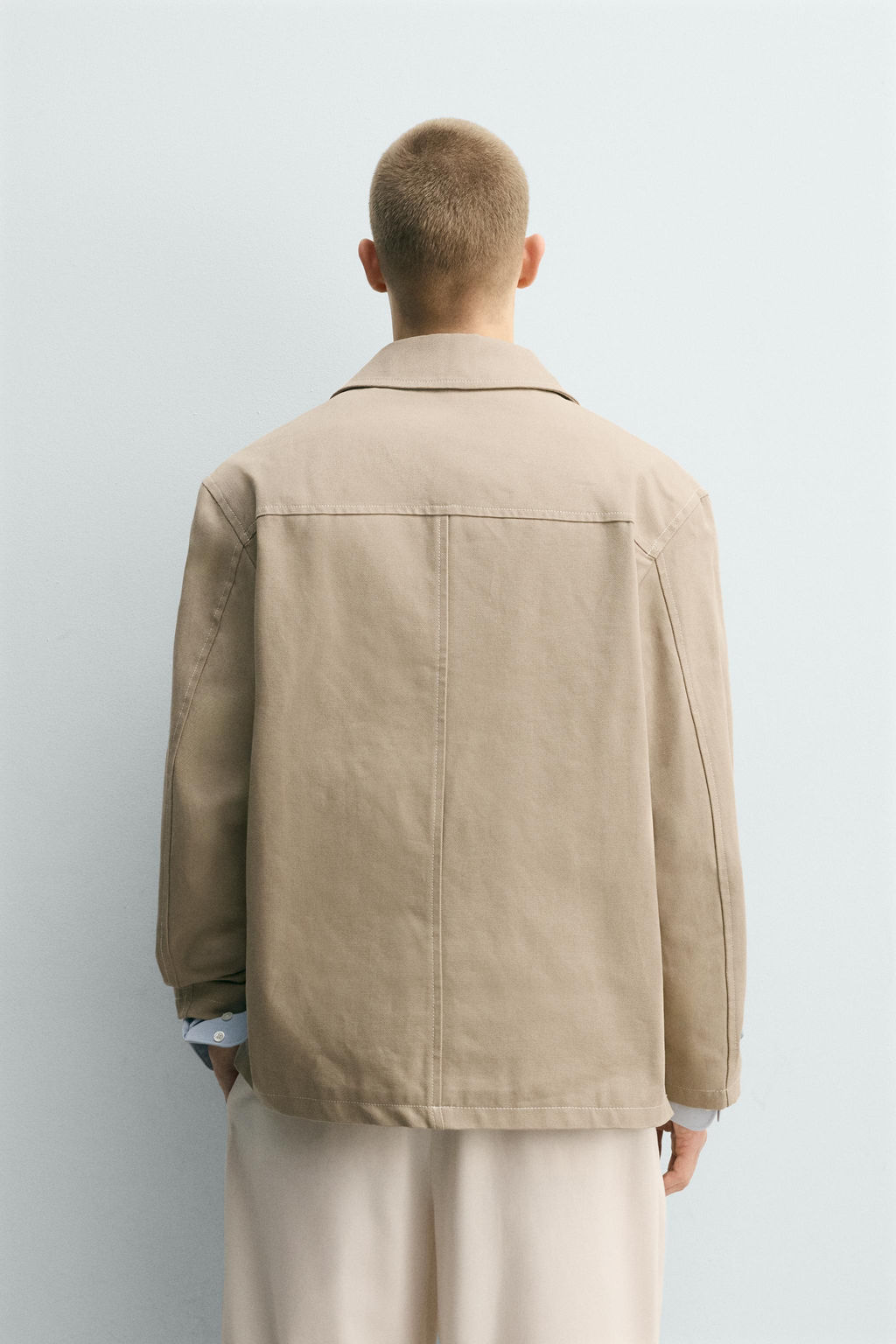 SOBRECAMISA ESTRUCTURA PESPUNTES / Tostado - Zara фото 3