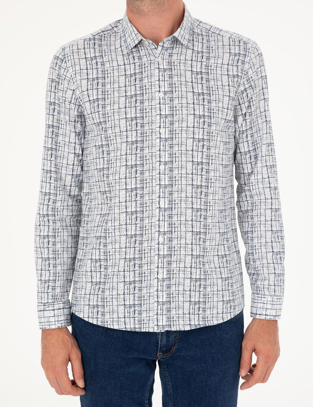 Темно-синяя приталенная рубашка с длинным рукавом - Cacharel фото 6