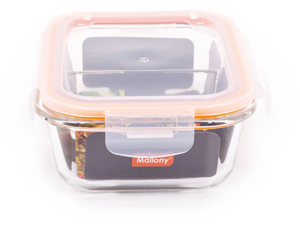 Контейнер GUSTO, 600 мл, 2 секции, из жаропрочного стекла с защёлками арт.008676 - Mallony фото 4