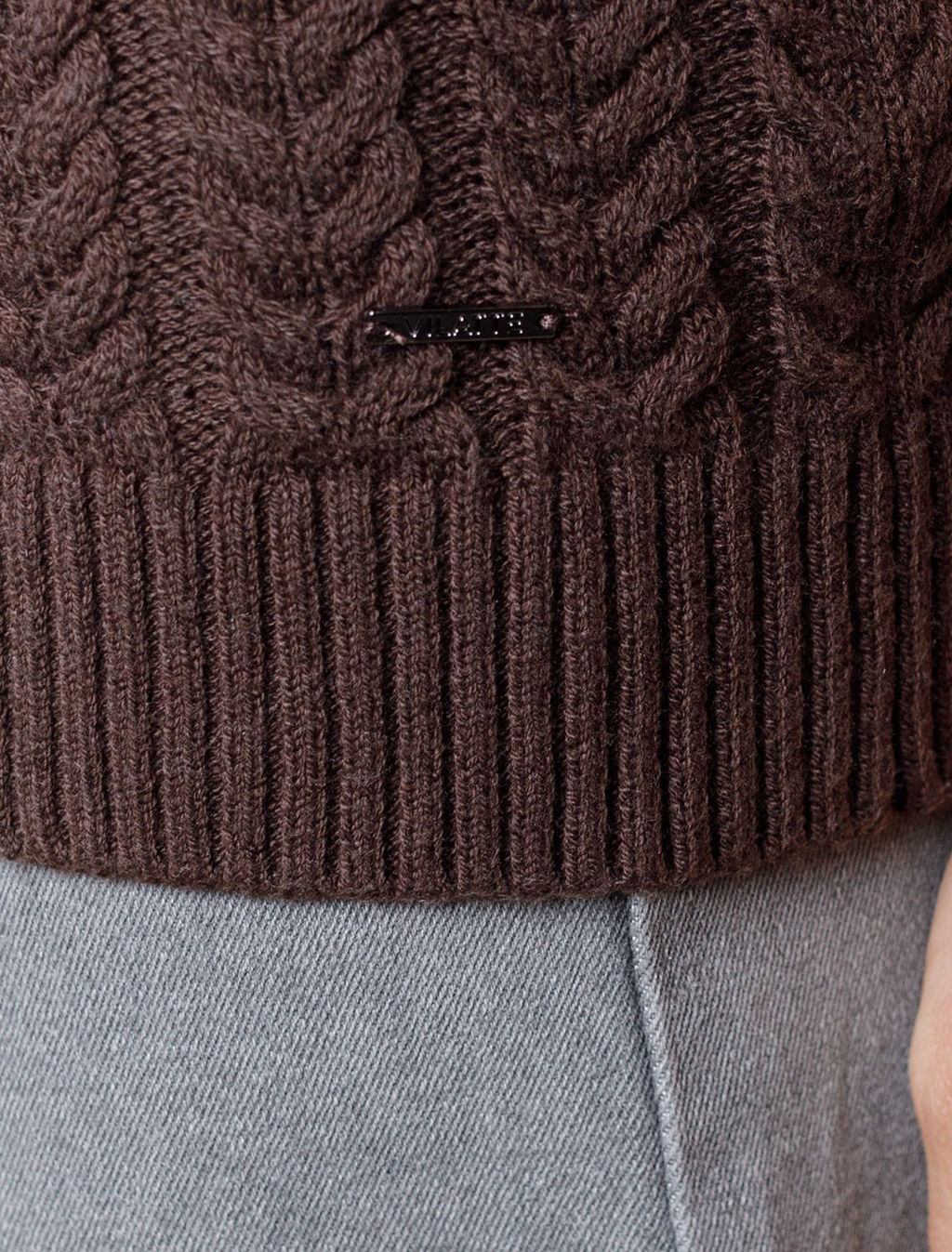 Джемпер фактурной вязки из хлопка с кашемиром