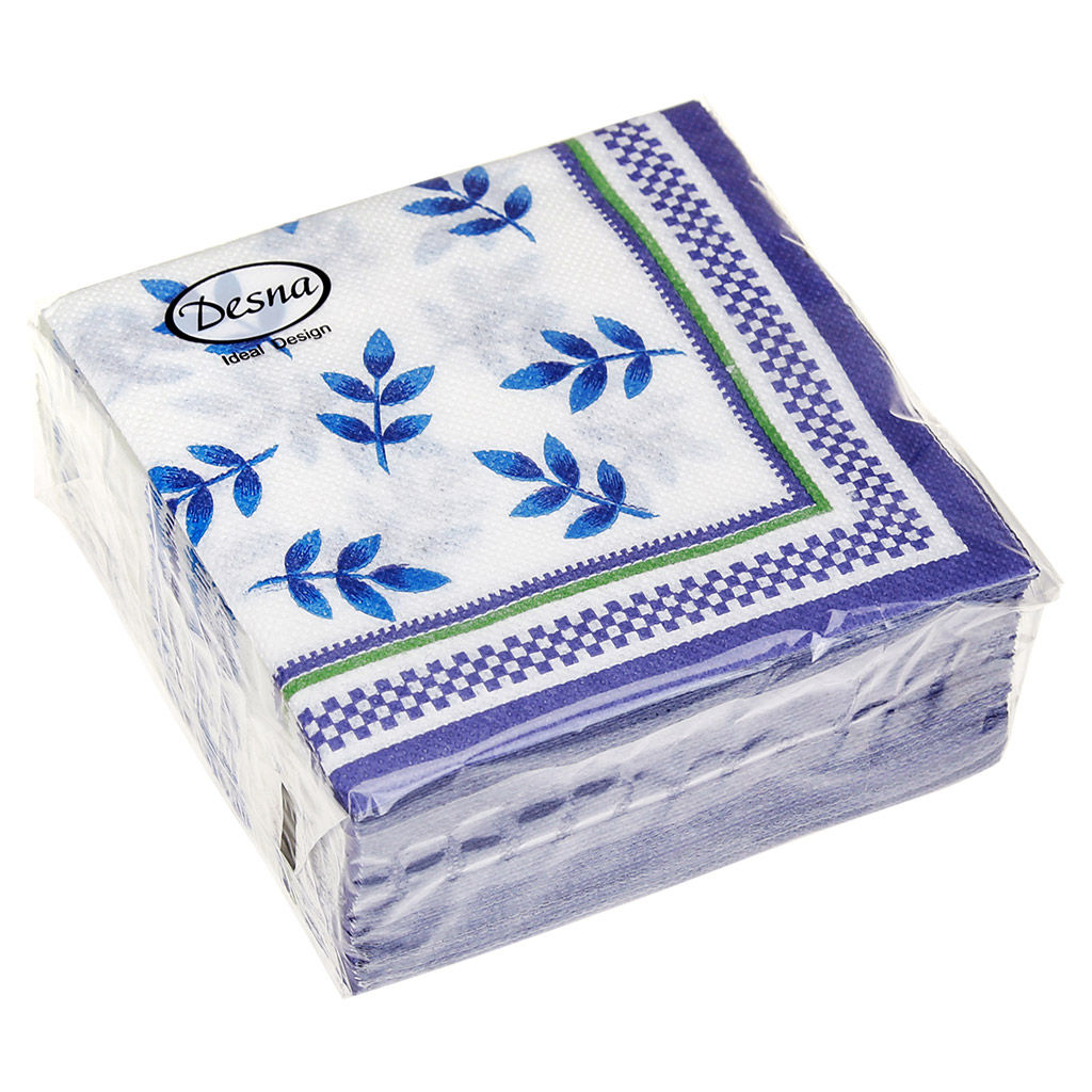 Салфетки бумажные Desna Design 24х24см, 1 слойные, 40 штук в упаковке, 100% целлюлоза, Классика (Россия)