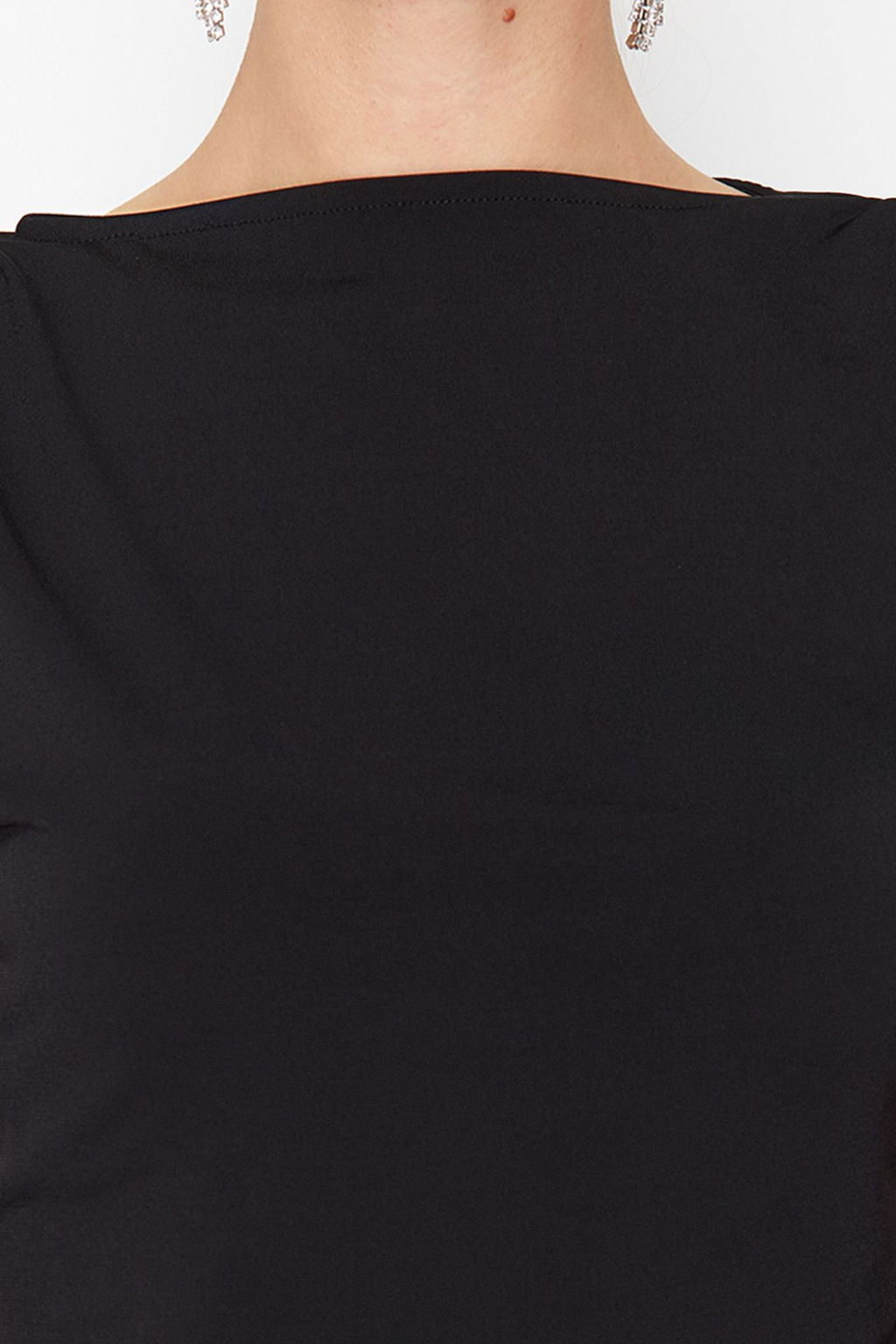 Trendyolmilla Siyah Asimetrik Vatkal? Orme Bluz TPRSS24BZ00037 фото 6