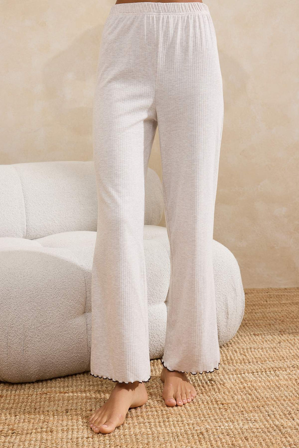 Bej Melanj Baby Overloklu Fitilli Orme Pijama Tak?m? THMSS26PT00057 - Trendyolmilla фото 3