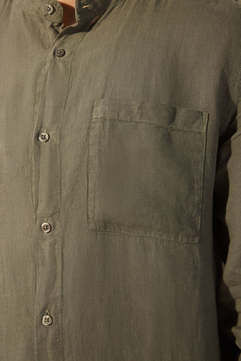 Trendyolmilla Man Haki Limited Edition %100 Keten Oversize Fit Gomlek TMNSS25GO00058  фото 3