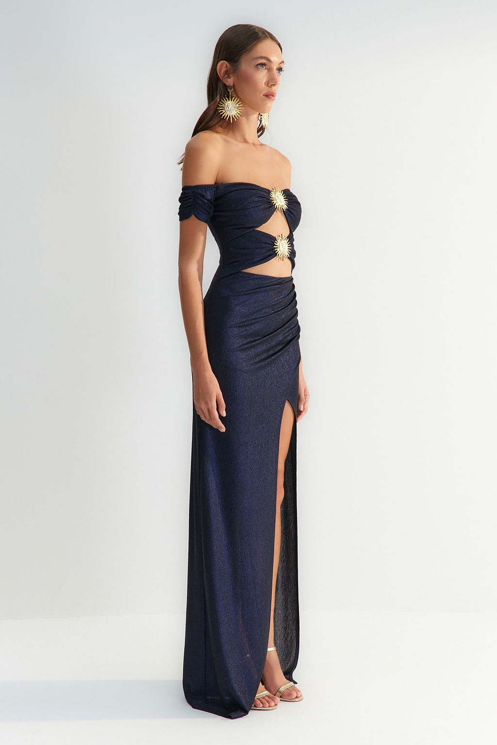 TRENDYOLMILLA X Zeynep Tosun Lacivert Gunes Aksesuar Detayl? Abiye & Mezuniyet Elbisesi TCLSS23AE00002 фото 3