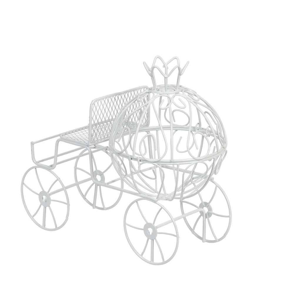 Миниатюра садовая Blumentag MET-099 Карета металл 18 х 19.5 см 01 Белый