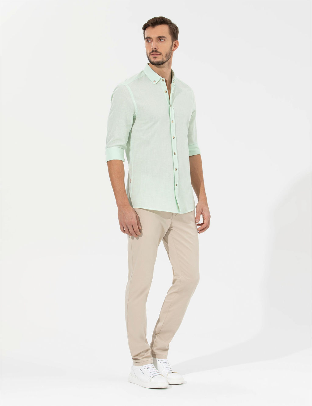 Ye_il Slim Fit Uzun Kollu G_mlek