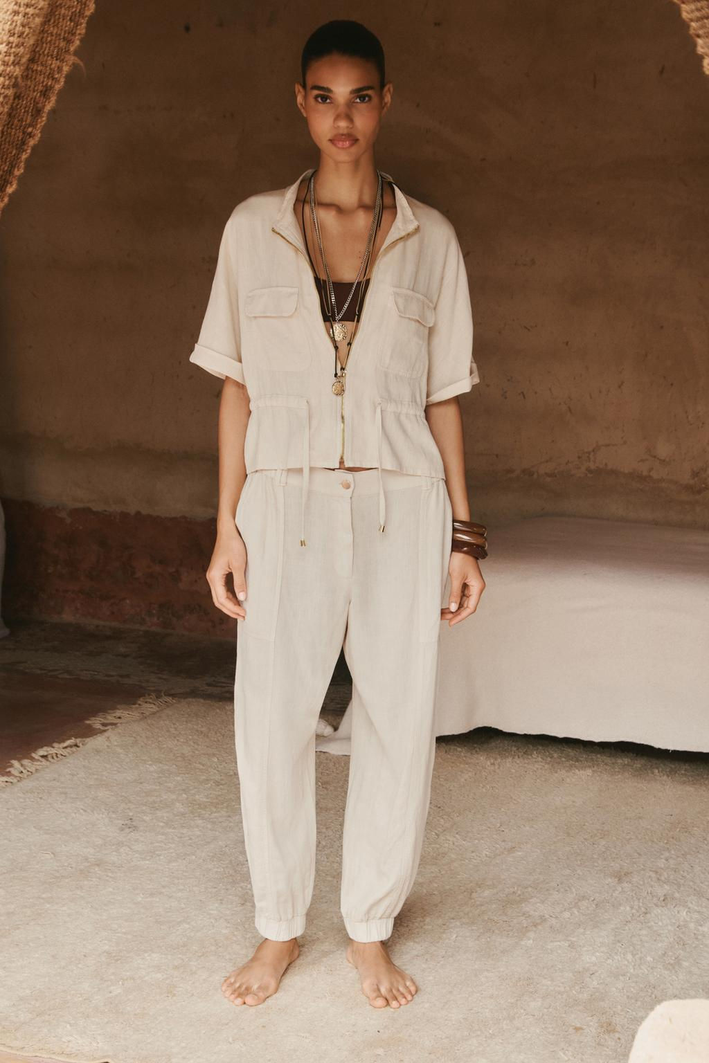 LINEN BLEND JOGGER TROUSERS