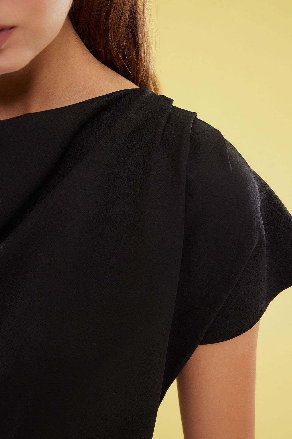 Siyah A Kesim Degaje Yaka Mini Dokuma Elbise TWOSS25EL00016 - Trendyolmilla фото 4