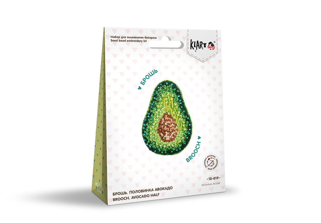Klart набор для вышивания 10-019 Брошь. Половинка авокадо 4.5 х 6.5 см