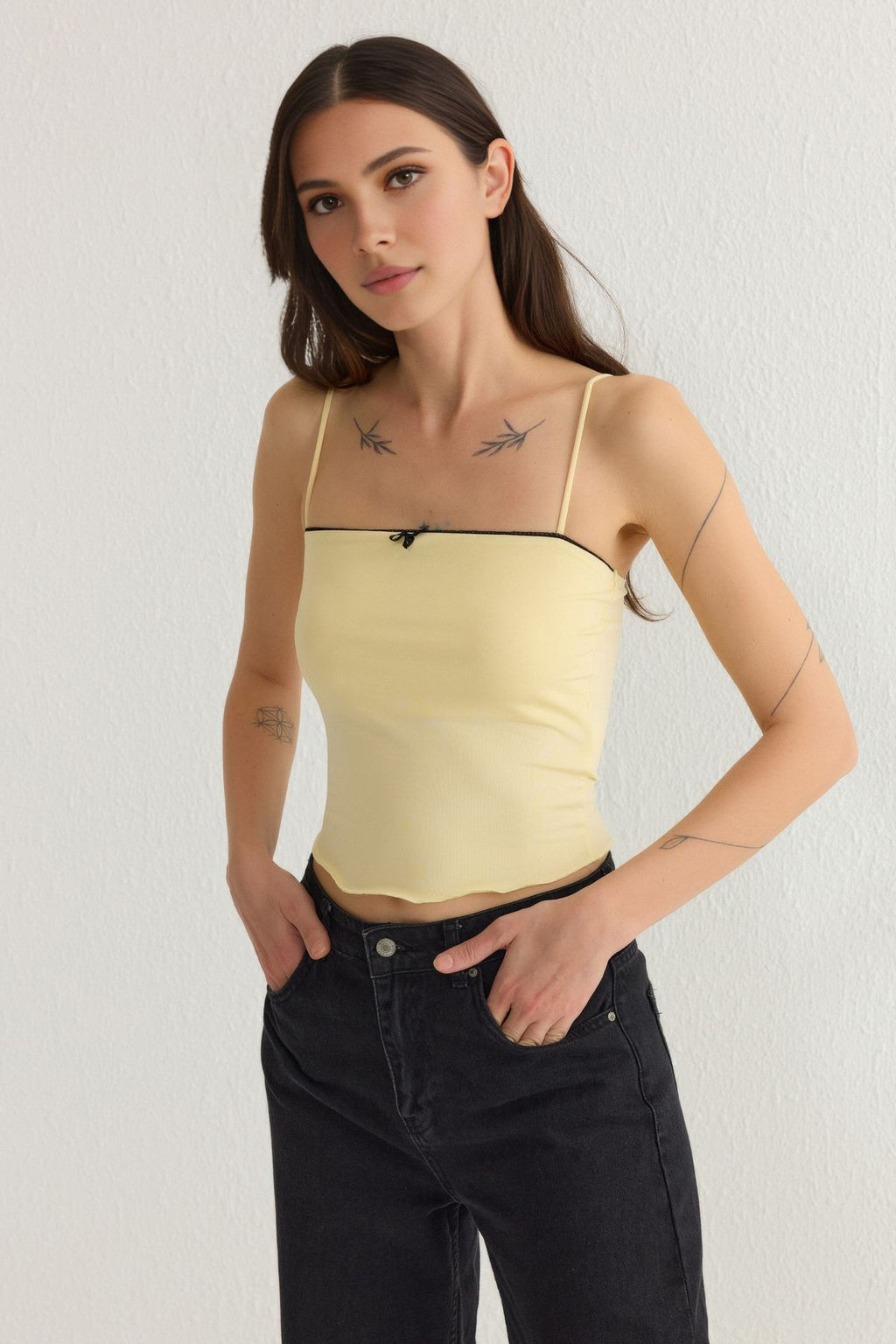 TRENDYOLMILLA Sar? Dantel Detayl? Fitted/Vucuda Oturan Orme Atlet TWOSS25AL00012  фото 6