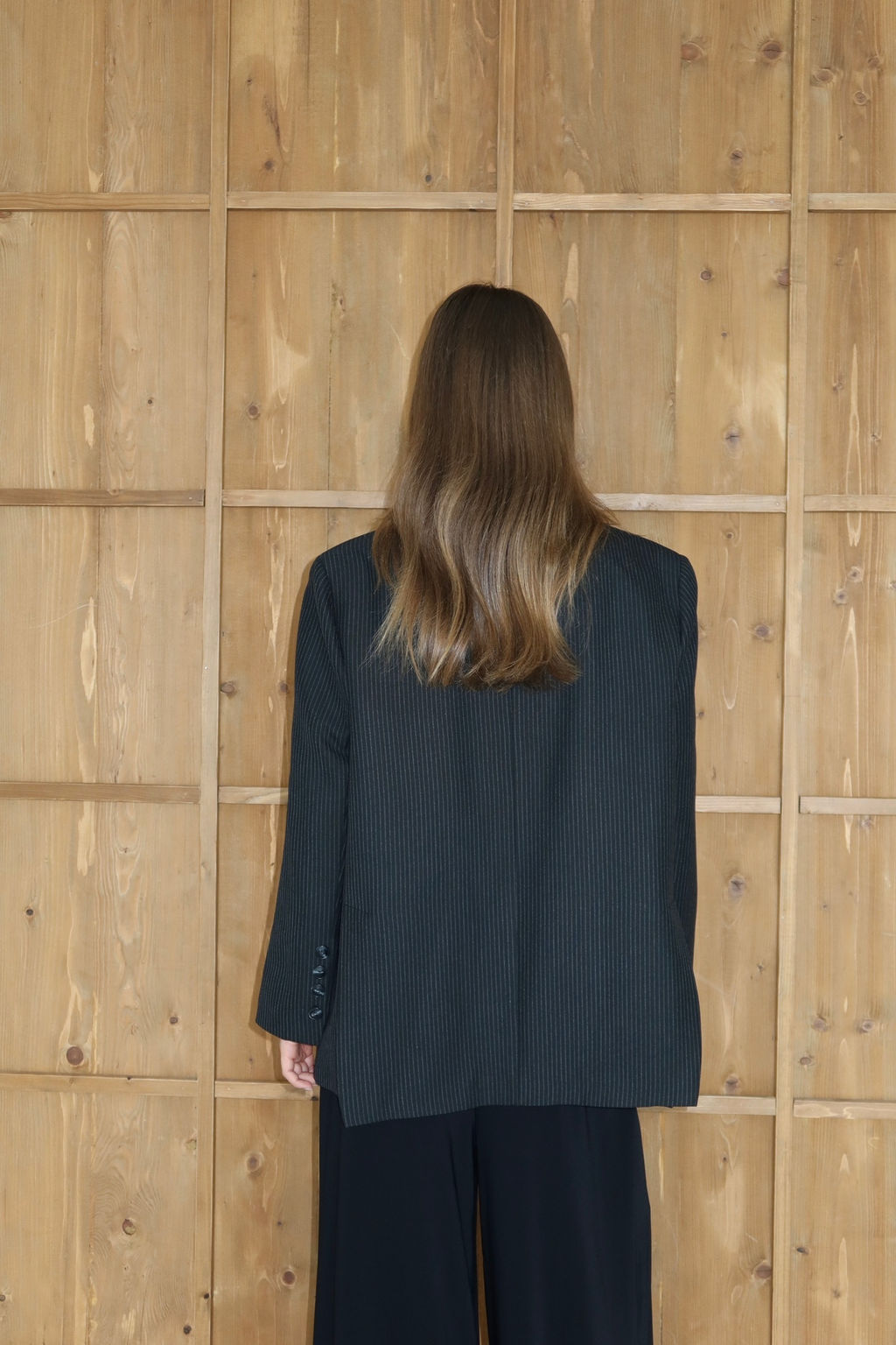 Siyah Beyaz Cizgili Oversize Dokuma Blazer Ceket TWOAW26BC00038