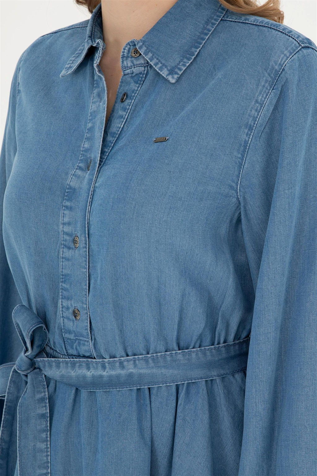 Женское голубое джинсовое платье с воротником-поло Неожиданная скидка в корзине - U.s. polo assn фото 7