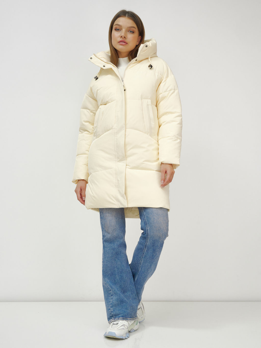 Куртка пальто зимняя синтепон светло-бежевого цвета - Mtforce фото 10