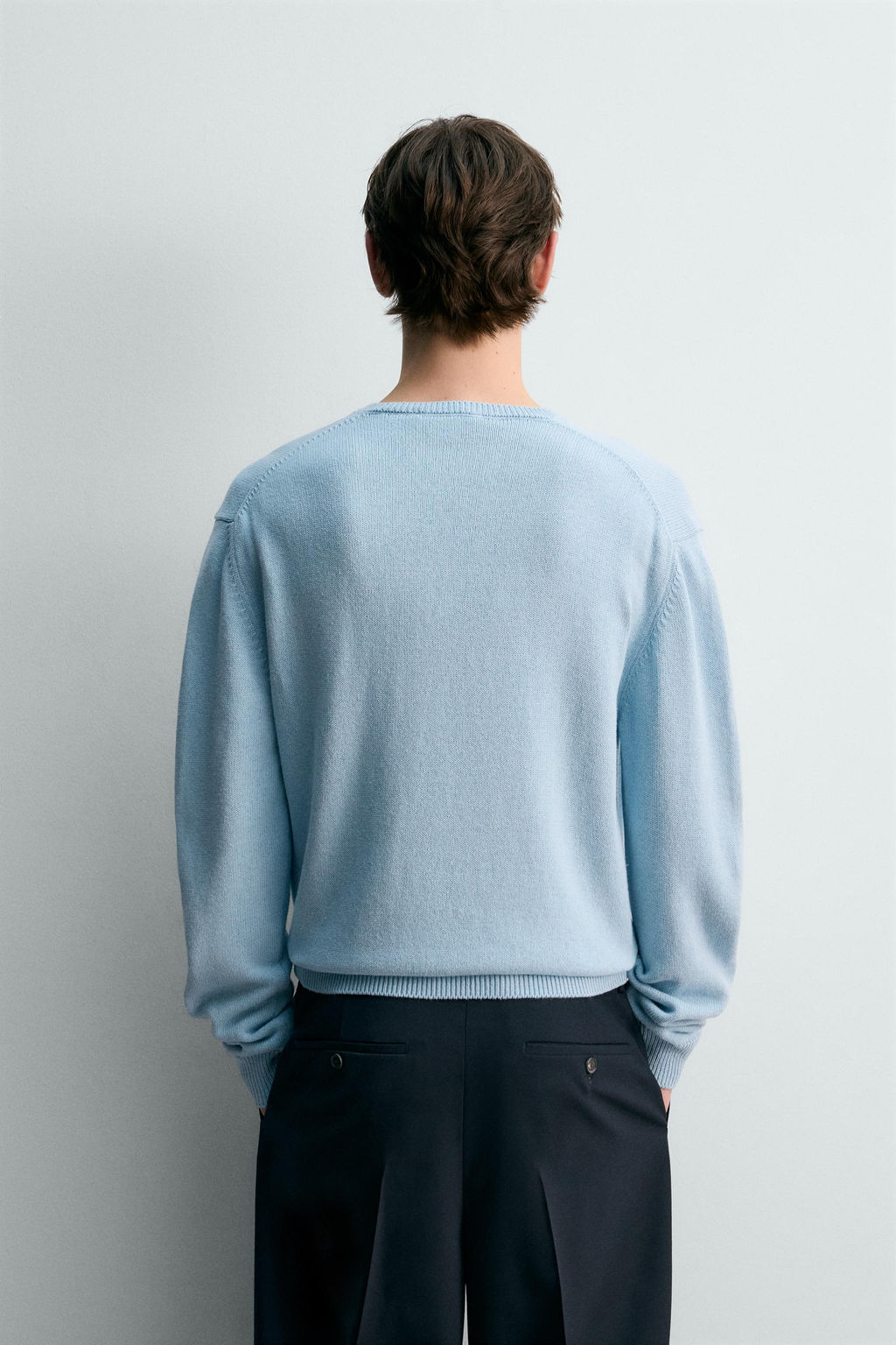 JERSEY CUELLO PICO ALGOD?N - LINO LIMITED EDITION / Azul claro - Zara фото 3