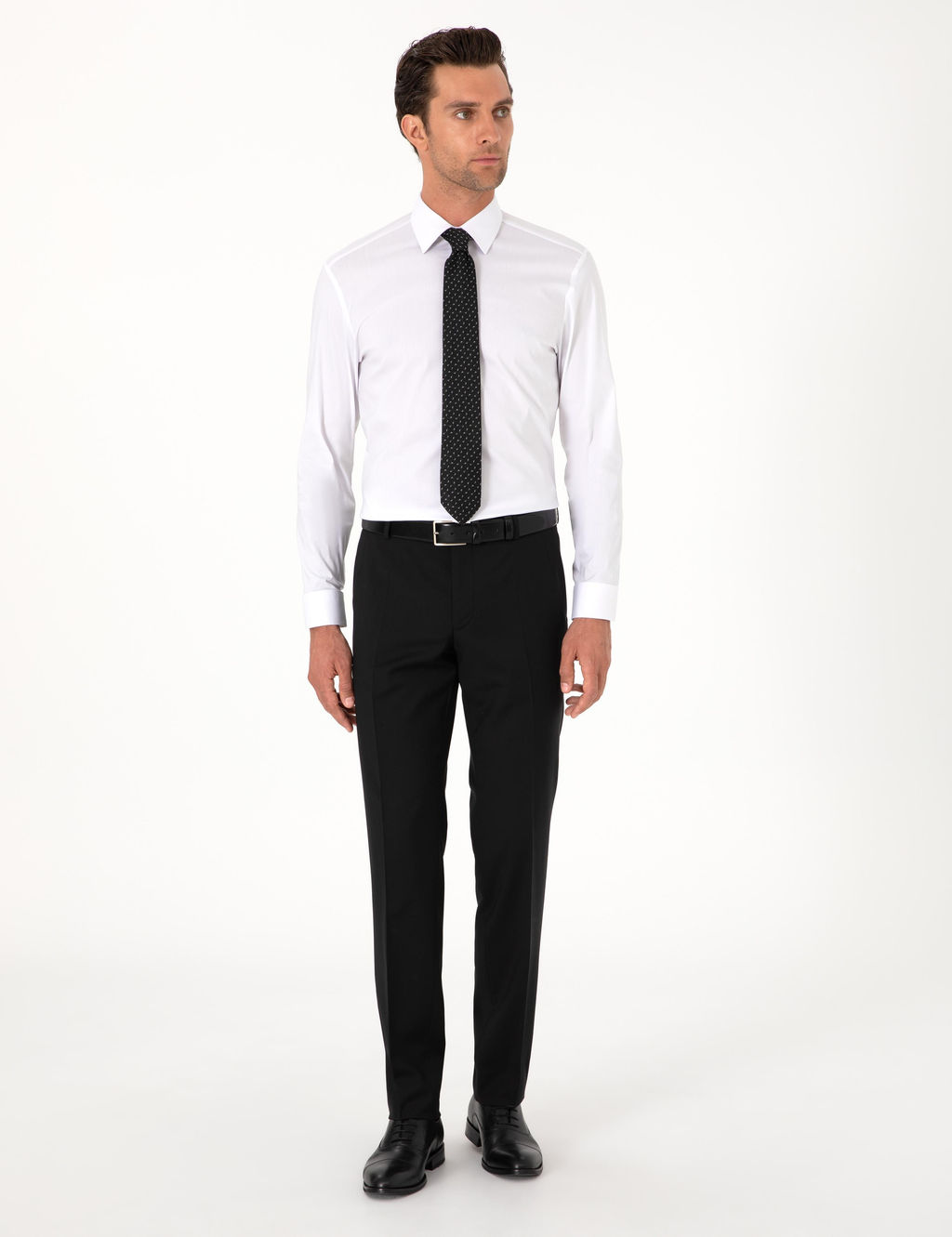 Beyaz Slim Fit Pamuk Kar___ml_ Klasik Yaka Basic G_mlek - Cacharel фото 4
