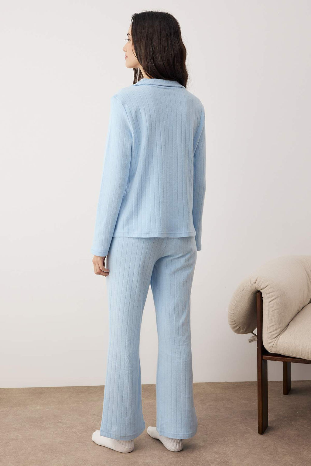 Mavi Cep Detayl? Fitilli K?sl?k Orme Pijama Tak?m? THMAW26PT00127 - Trendyolmilla фото 4