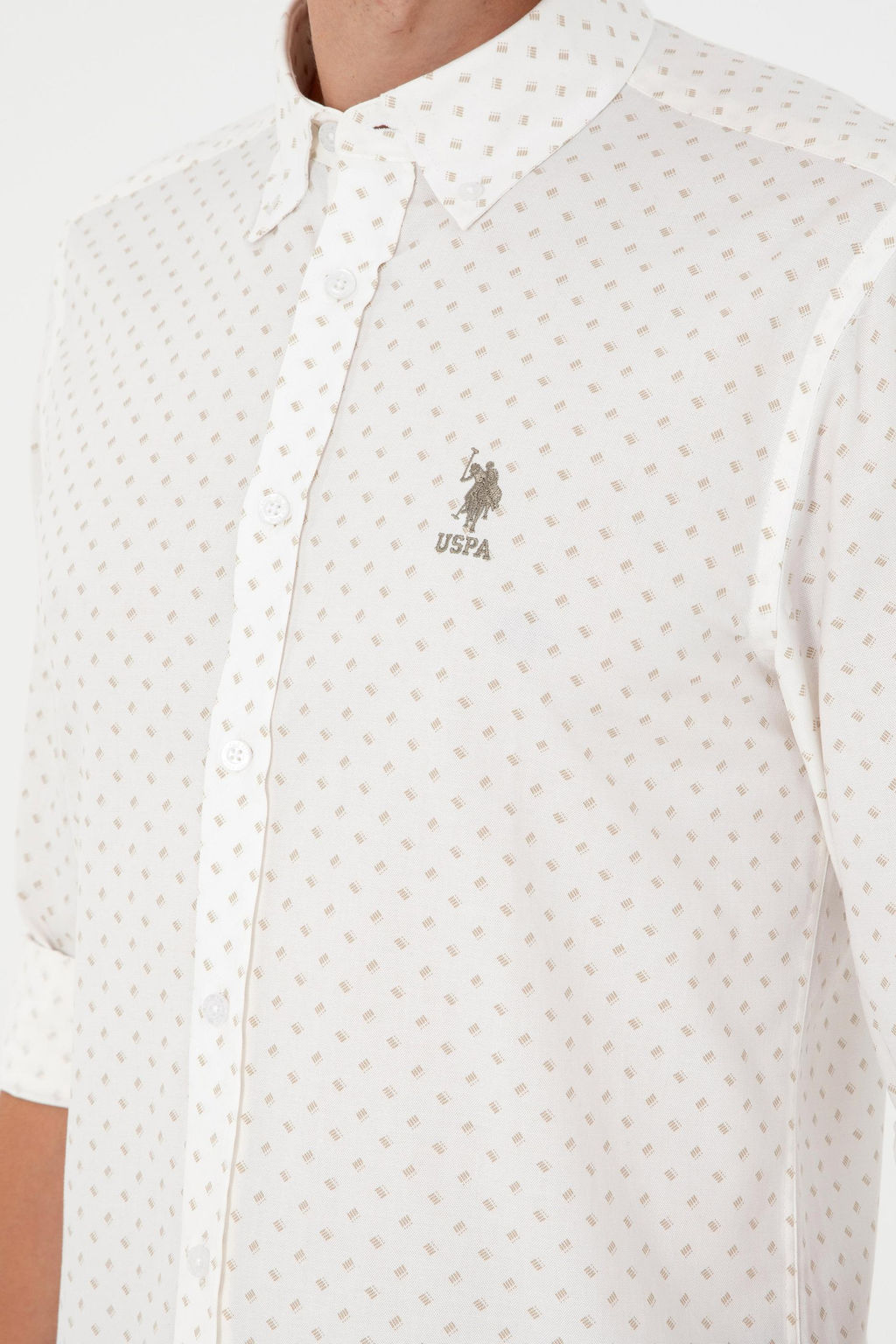 Мужская рубашка светло-хаки с длинным рукавом - U.s. polo assn фото 7