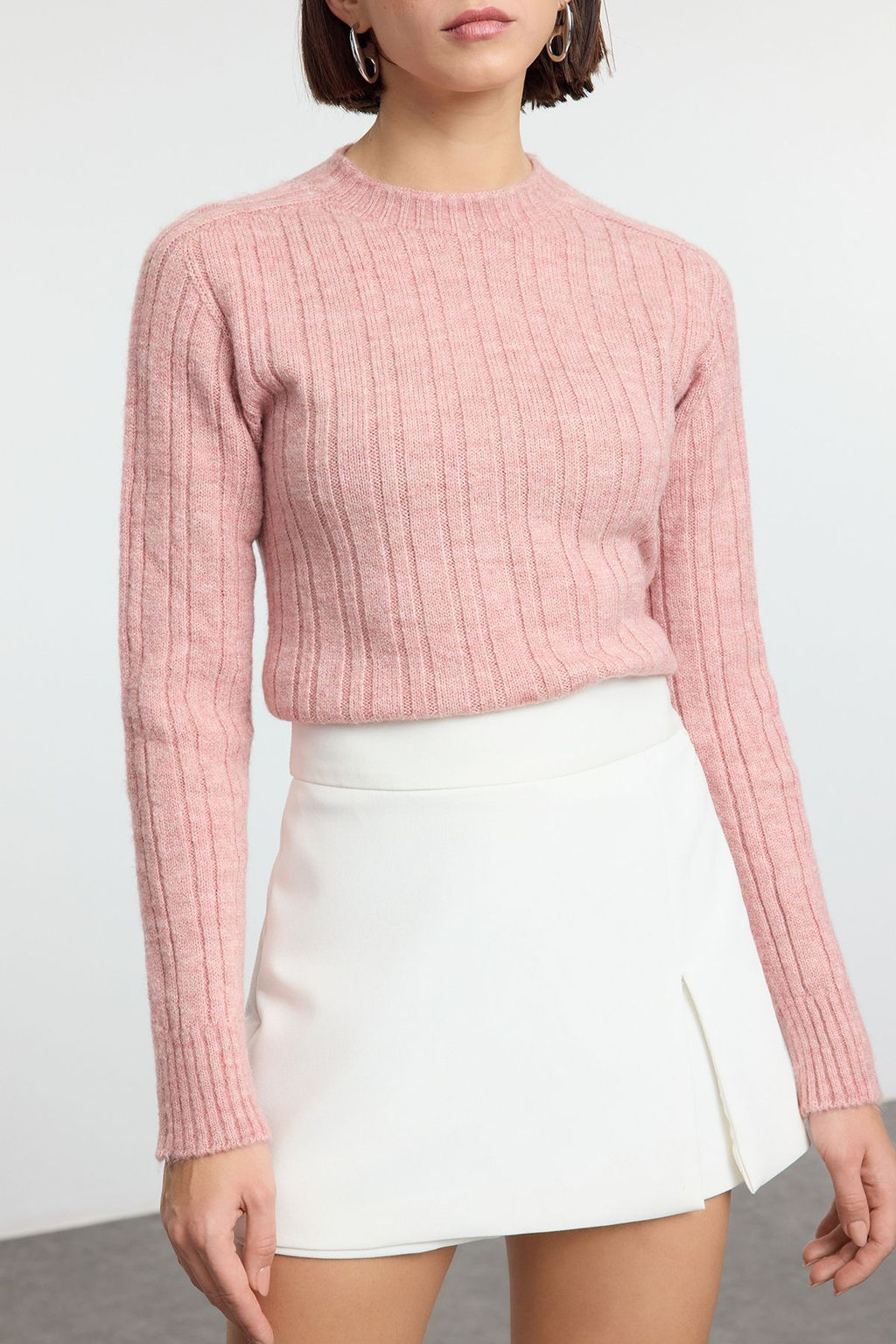 Somon Yumusak Dokulu Dik Yaka Regular Triko Kazak TEDAW25KZ00041 - Trendyolmilla фото 2