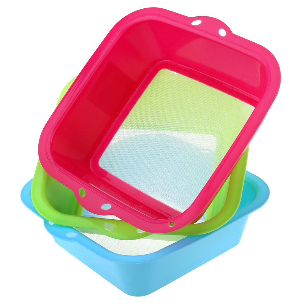 Сито пластмассовое Квадро 20х20см, h6,5см, цвета в ассортименте: салатовый, фуксия, голубой (24,2х22,3х6,5см) (Китай) - Домашняя мода фото 4