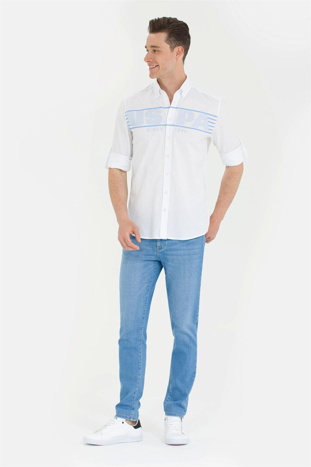 Мужская белая рубашка с длинным рукавом - U.s. polo assn фото 4