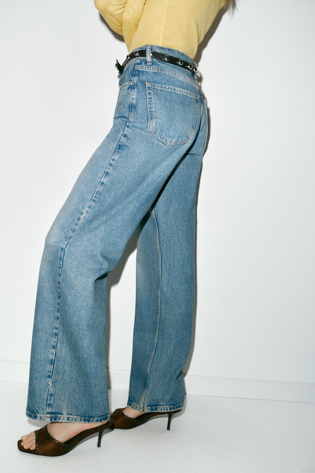 JEANS Z1975 STRAIGHT TAPERED TIRO ALTO CINTUR?N / Azul claro - Zara фото 5