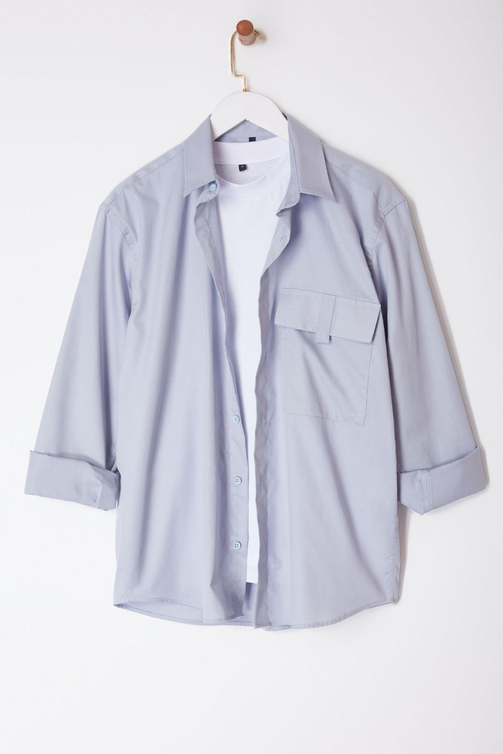 TRENDYOL MAN Limited Edition Gri Oversize Fit Cep Detayl? %100 Pamuk Gomlek TMNAW25GO00019 - Trendyolmilla фото 6