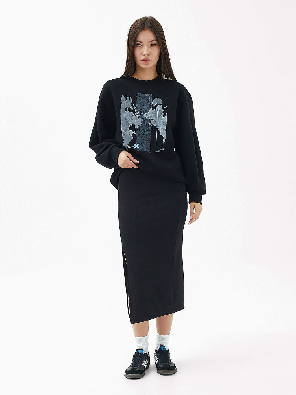 Юбка женская миди в черном цвете черный 152775 - Mark formelle фото 2