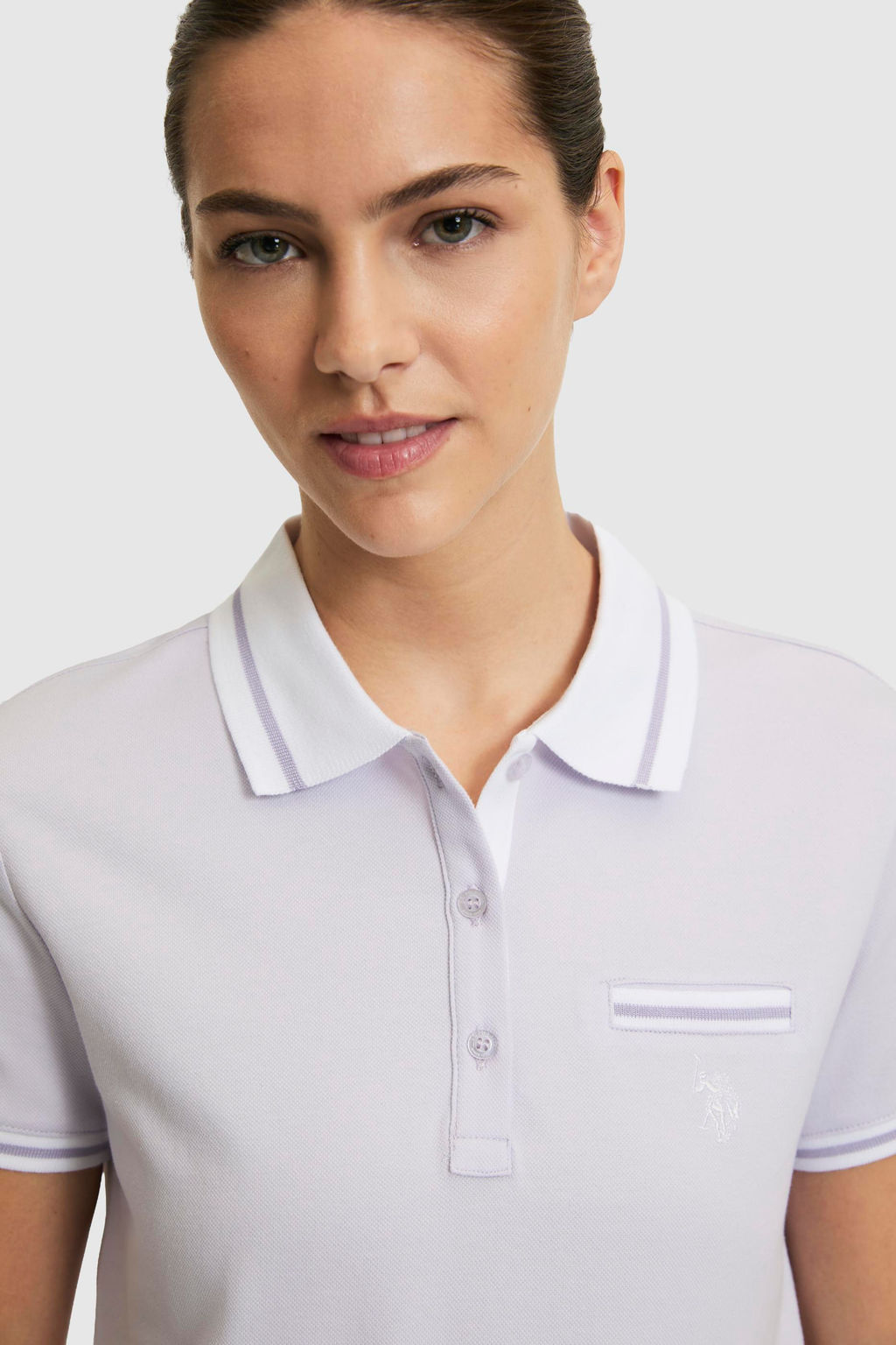 Kad_n Lila Polo Yaka Basic Ti__rt