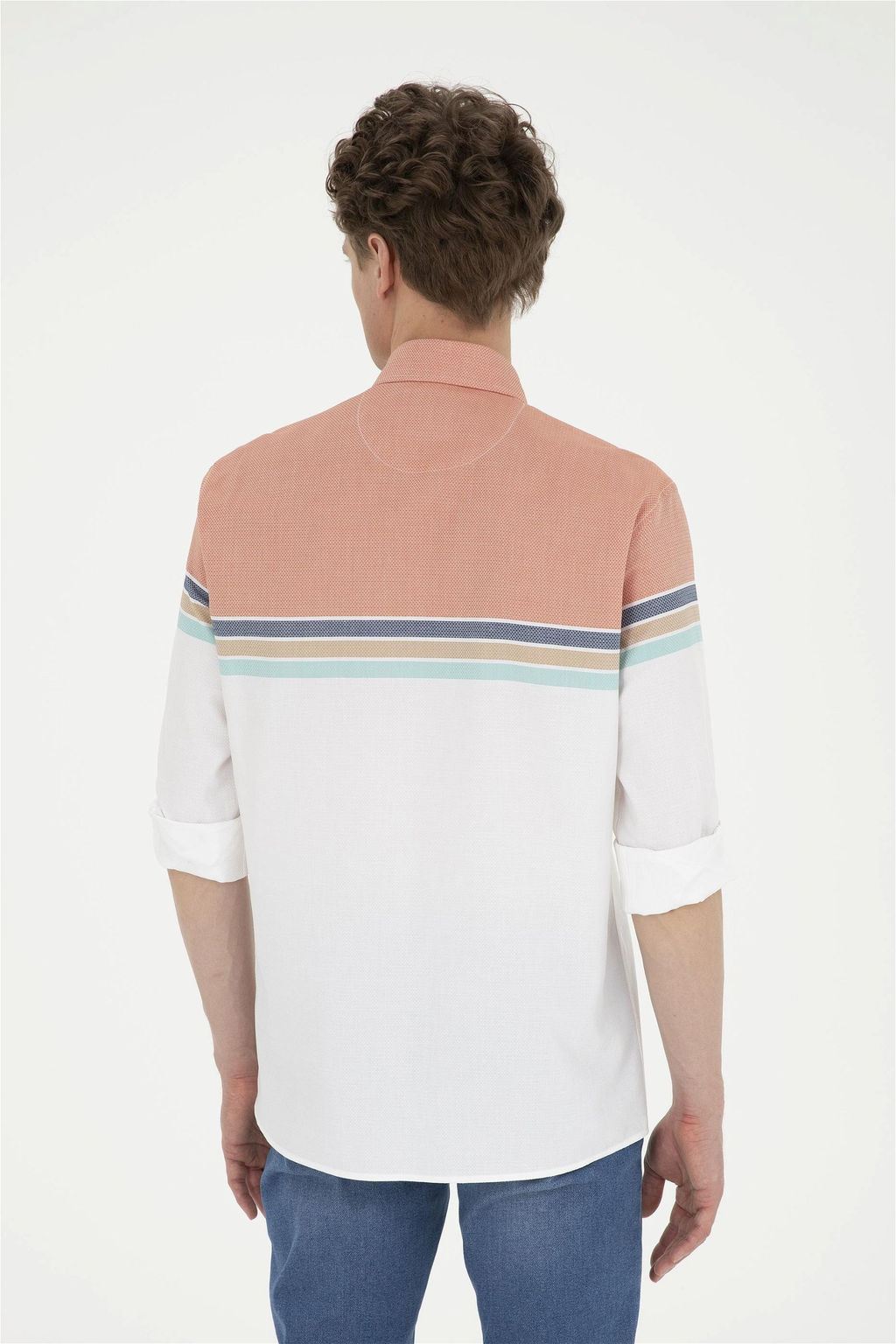 Мужская рубашка с длинным рукавом кирпичного цвета Неожиданная скидка в корзине - U.s. polo assn фото 5