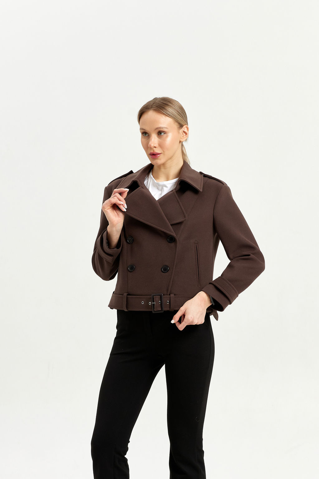 Полупальто женское демисезонное 25999 (пепельный/ёлочка) - Kankan фото 54