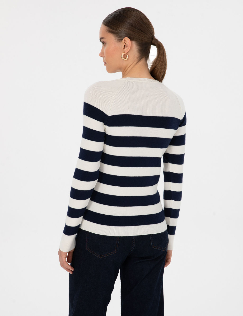 Ekru Slim Fit D__me Detayl_ Kazak