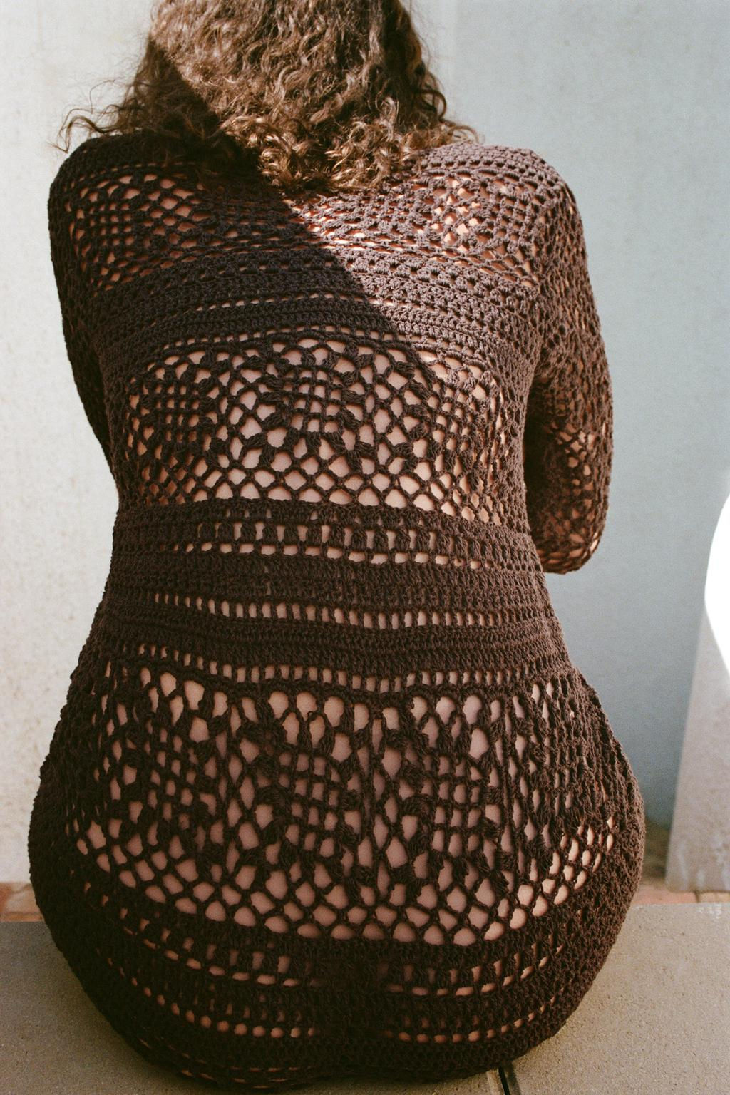 CROCHET KNIT MINI DRESS - Zara фото 4