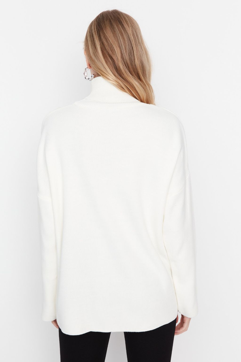 Ekru Genis Kal?p Basic Triko Kazak TWOAW23KZ00206 - Trendyolmilla фото 5