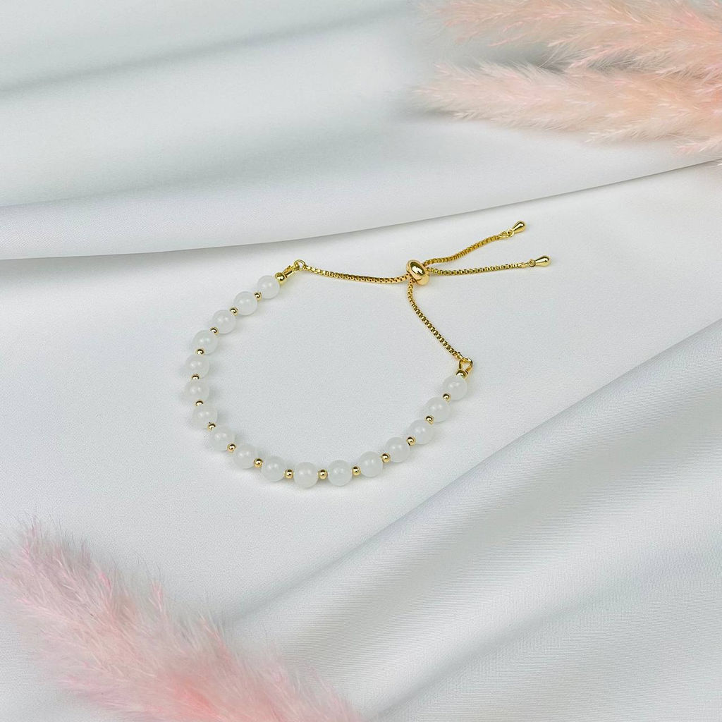 Браслет регулируемый с белым Нефритом от 16 см - Радуга самоцветов фото 2