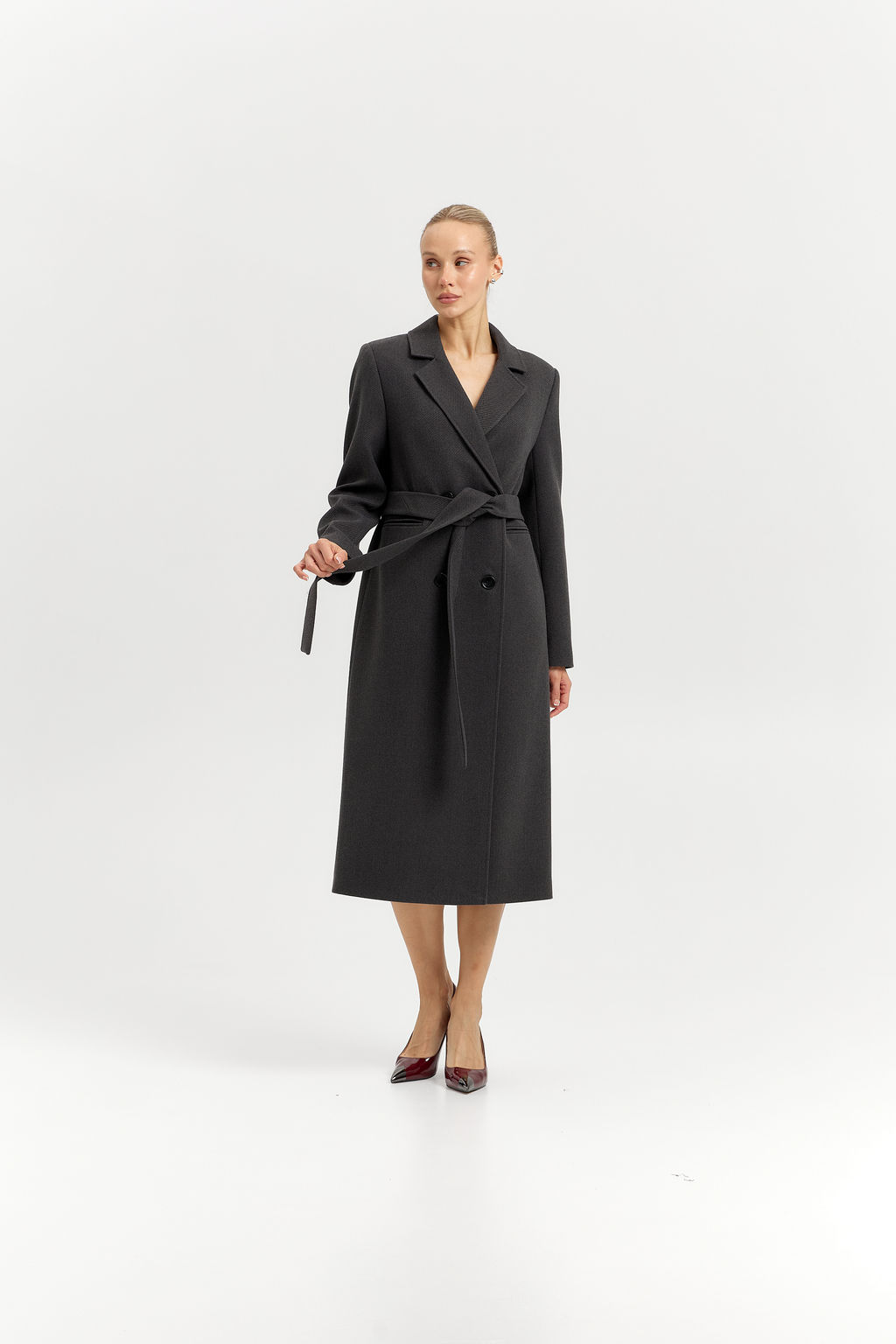 Пальто женское демисезонное 26880 (базальт/рубчик)