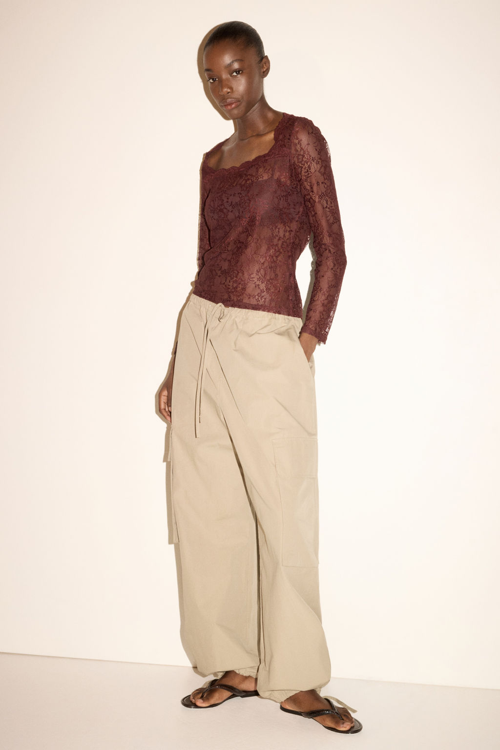 Top de manga larga en encaje - H&m фото 2