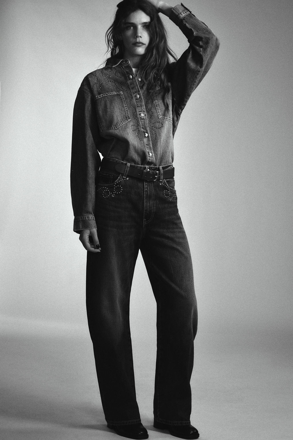 TRF JEANS WITH METAL STUDS