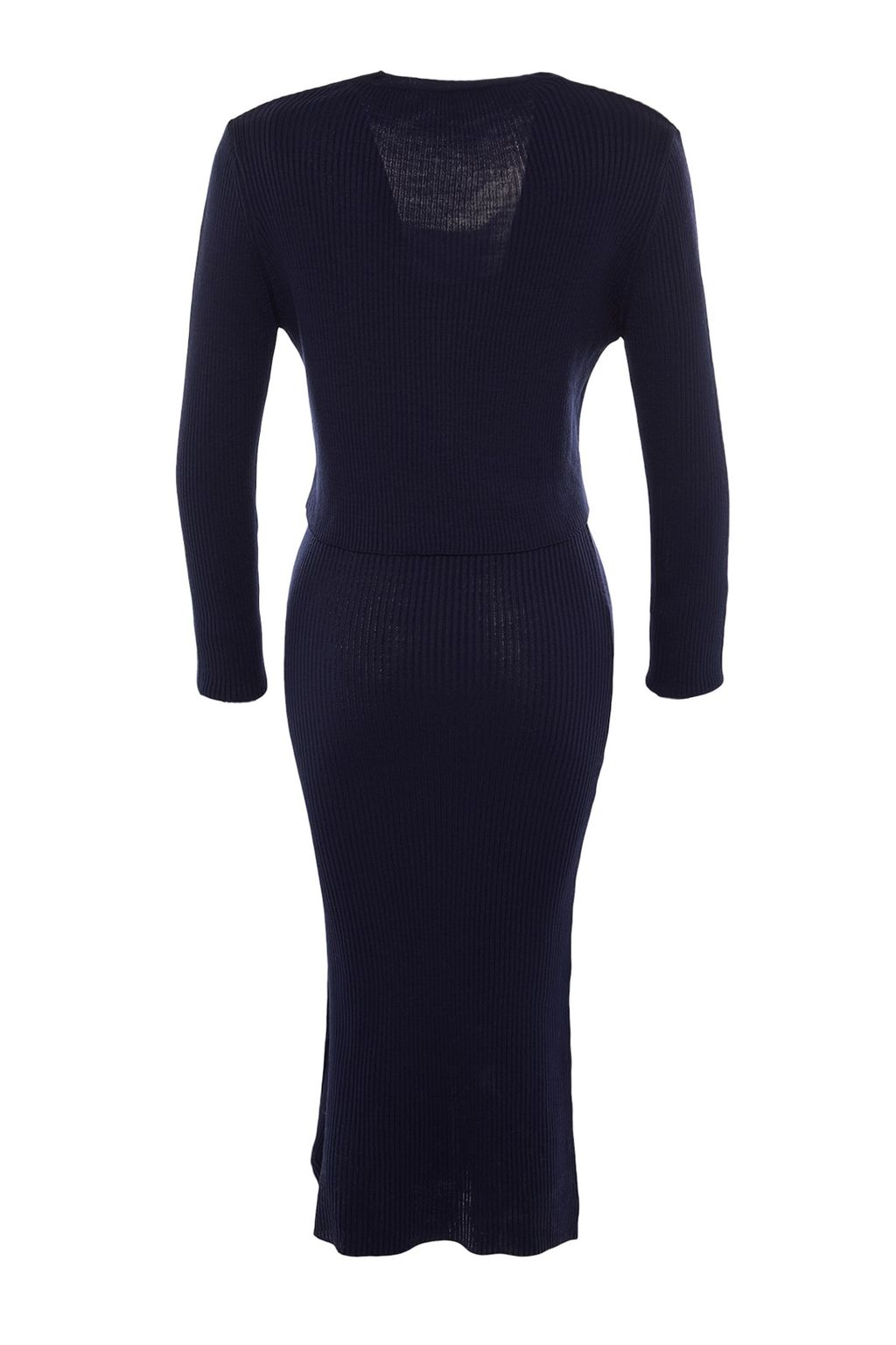 TRENDYOLMILLA Pembe Vucuda Oturan Midi Triko H?rka Elbise Tak?m TWOSS21EL0208 фото 7