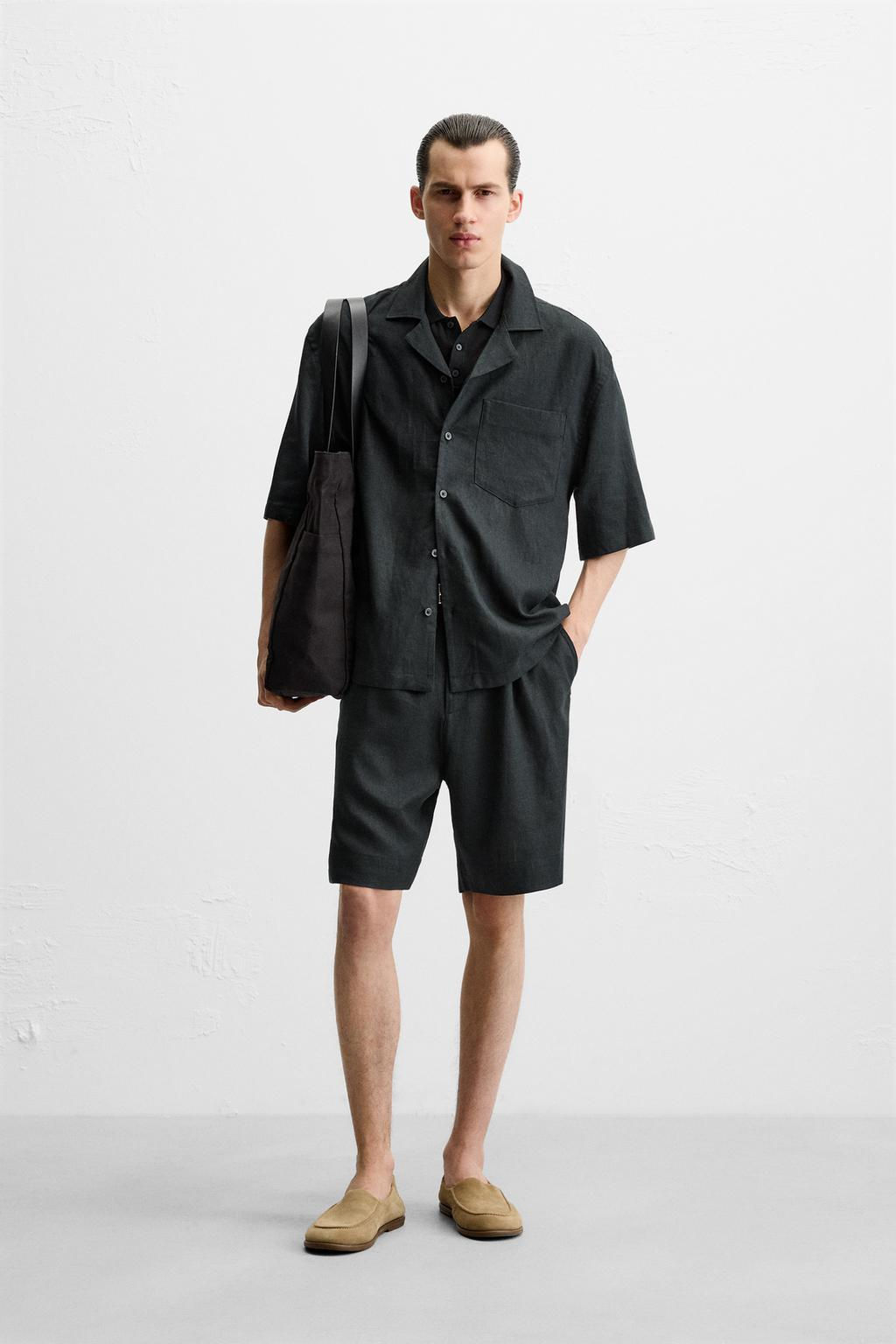 LINEN/VISCOSE OVERSIZE BERMUDA SHORTS - Zara фото 10