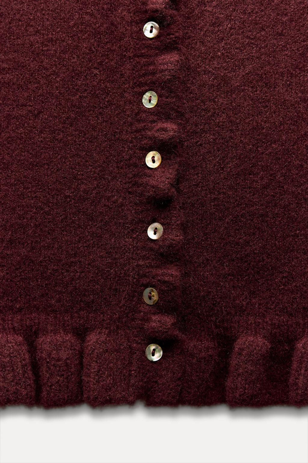 RUFFLED KNIT CARDIGAN - Zara фото 8