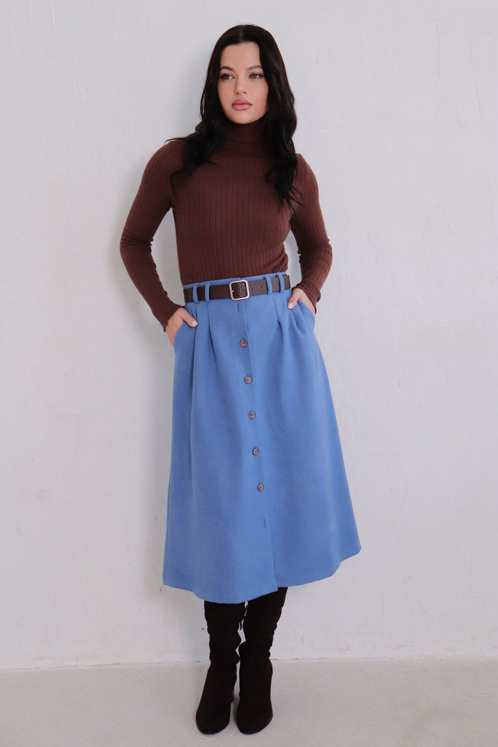 Юбка на пуговицах длины миди - Martichelli фото 56