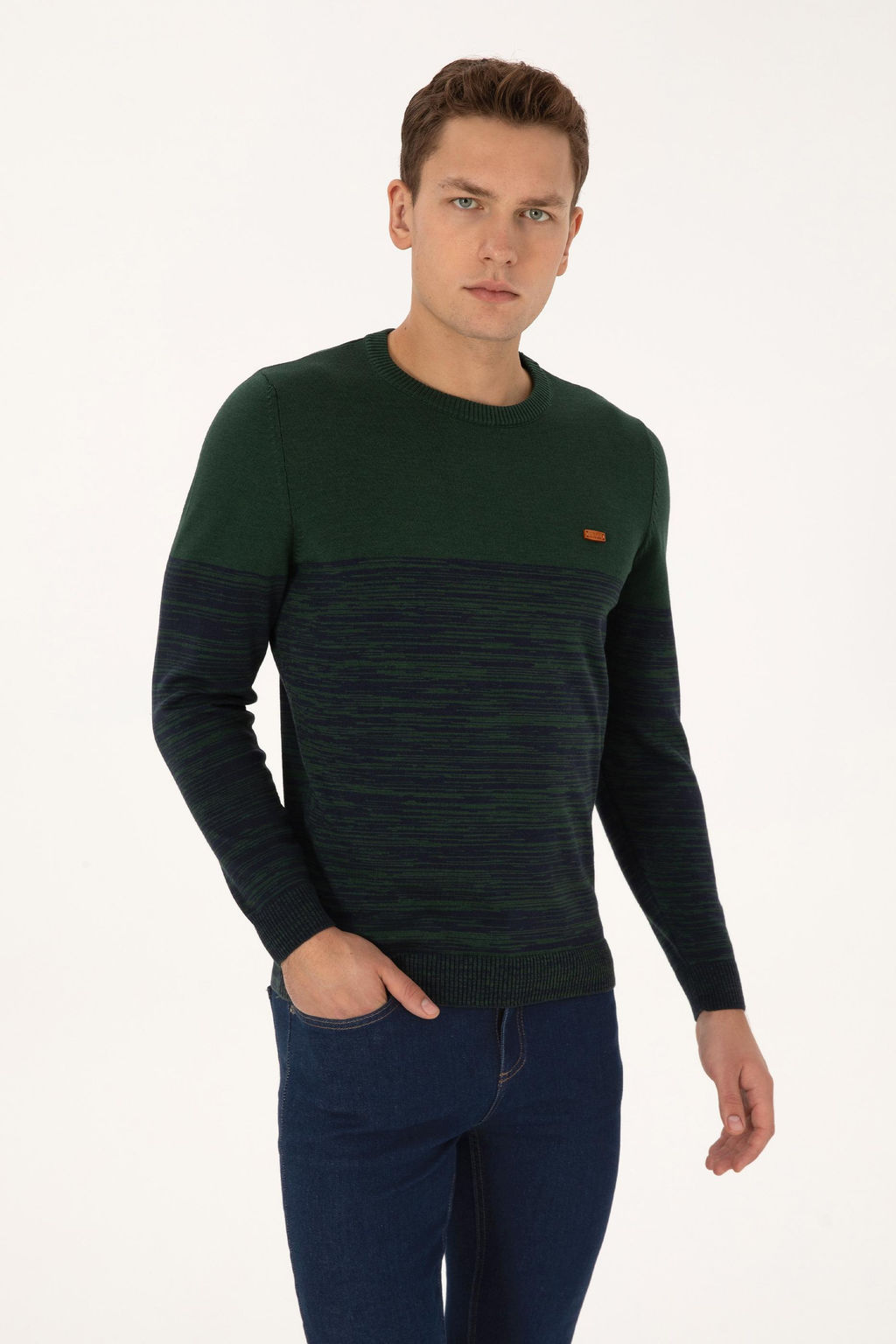 Erkek Slim Fit Bisiklet Yaka Koyu Ye_il Kazak - U.s. polo assn фото 3