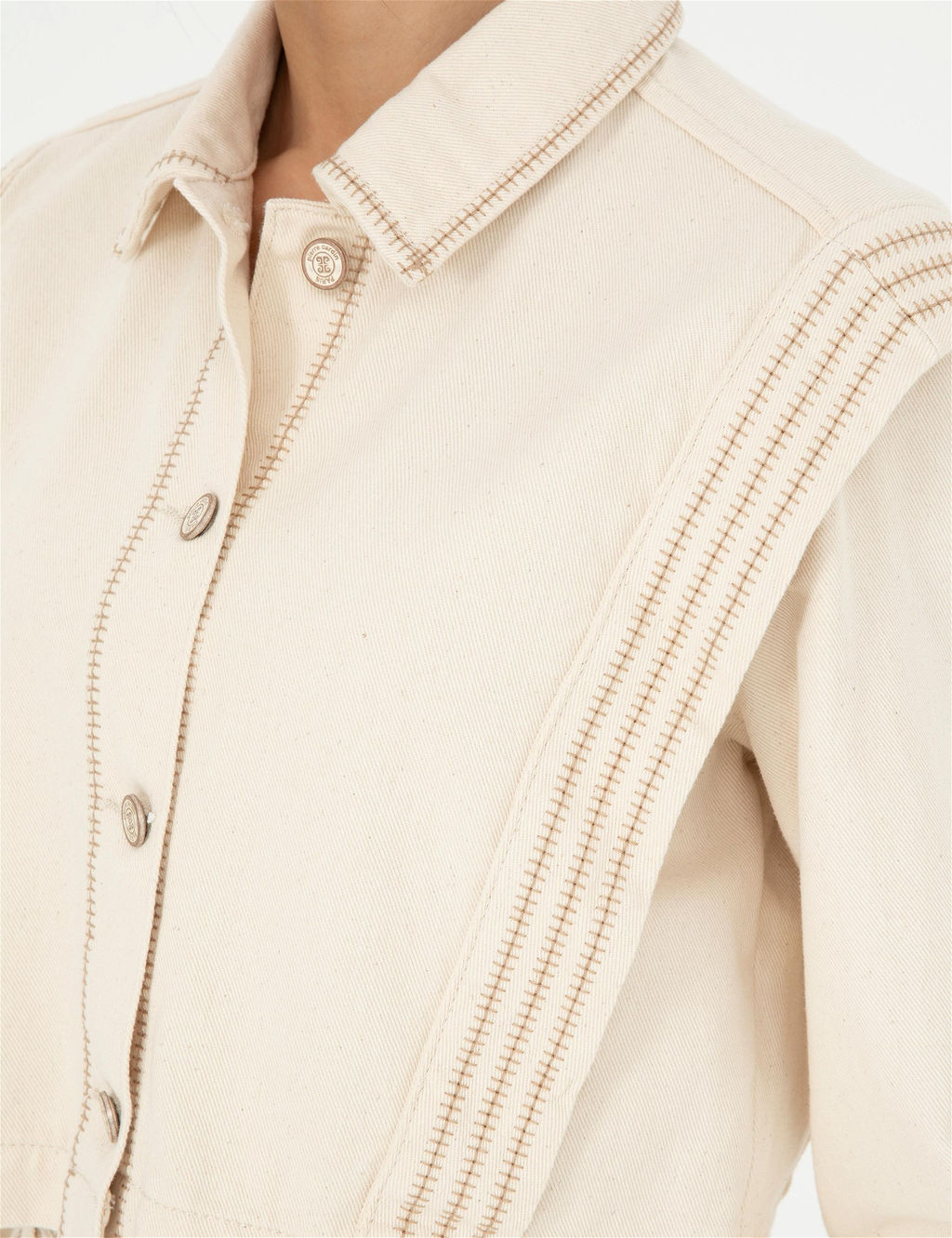 Krem Crop Top Uzun Kollu G_mlek - Pierre cardin фото 7