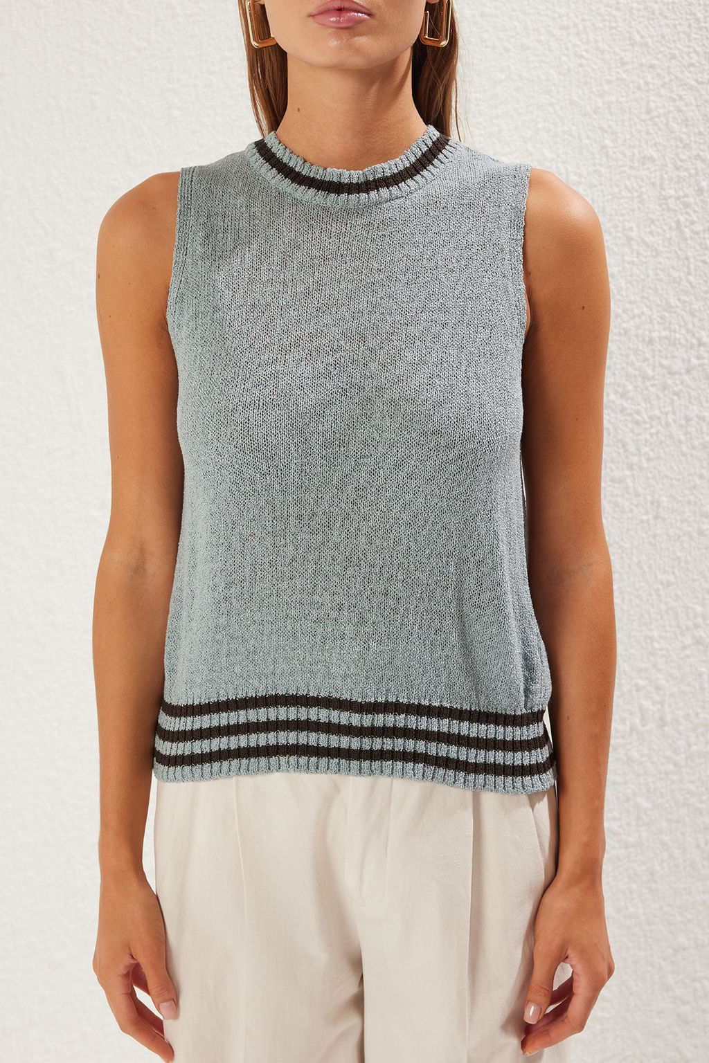 Mint Renk Bloklu Bisiklet Yaka Ince Bluz TWOSS25BZ00343 - Trendyolmilla фото 4