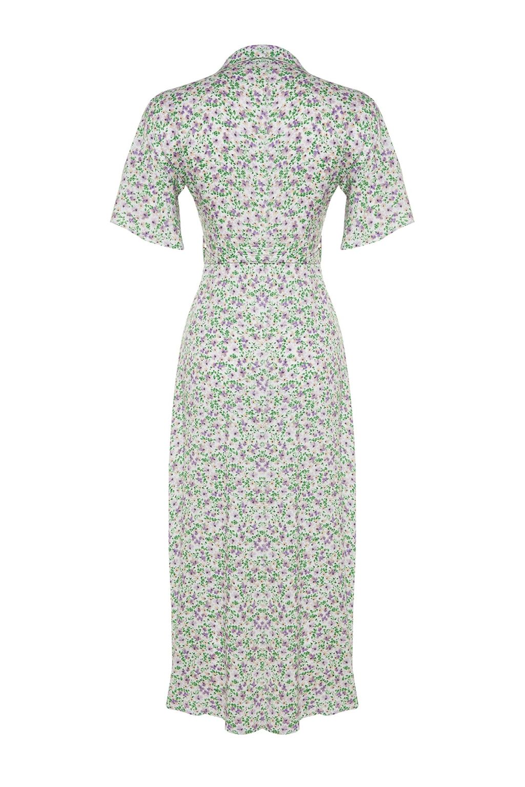 Mor Kusakl? Cicek Desenli Maxi Viskon Dokuma Gomlek Elbise TWOSS19EL0094