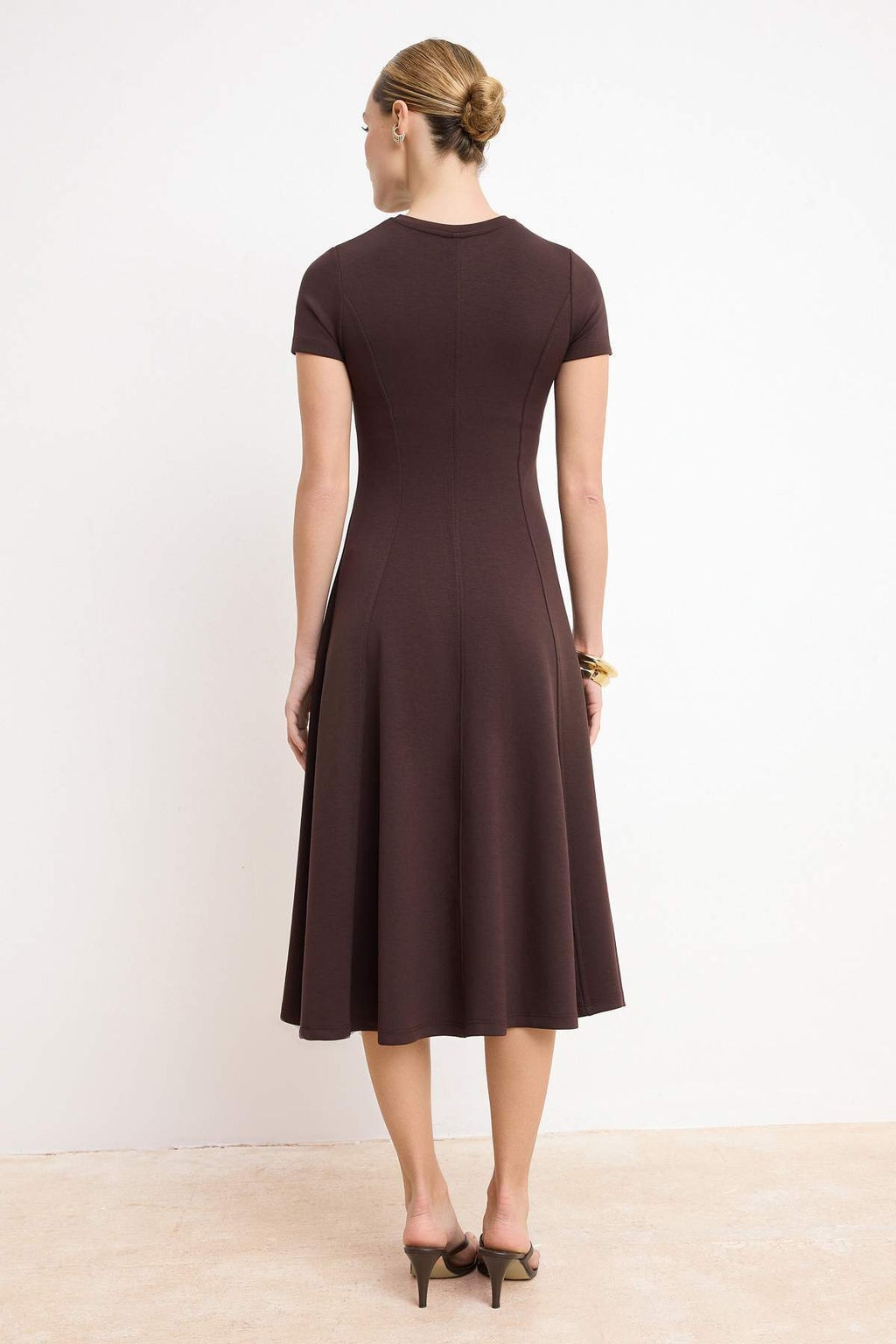 Kahverengi Belden Ac?lan K?sa Kollu Soft Touch Orme Elbise TWOSS26EL00364