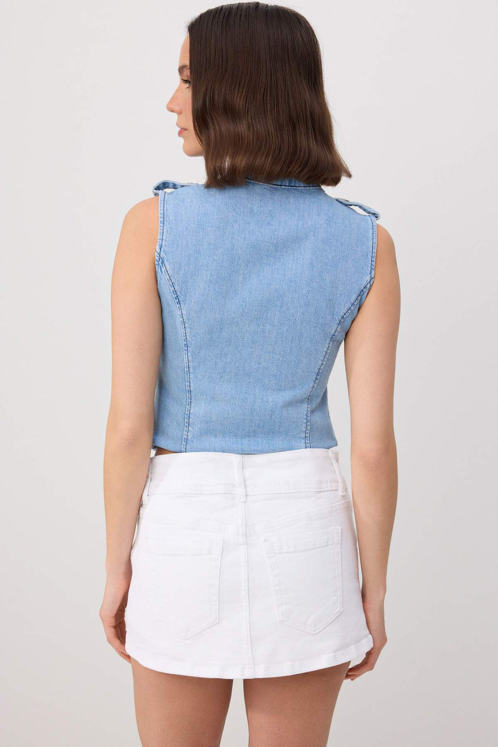 Beyaz Kemer Detayl_ Mini Denim _ort Etek TWOSS26ET00246 - Trendyolmilla фото 8