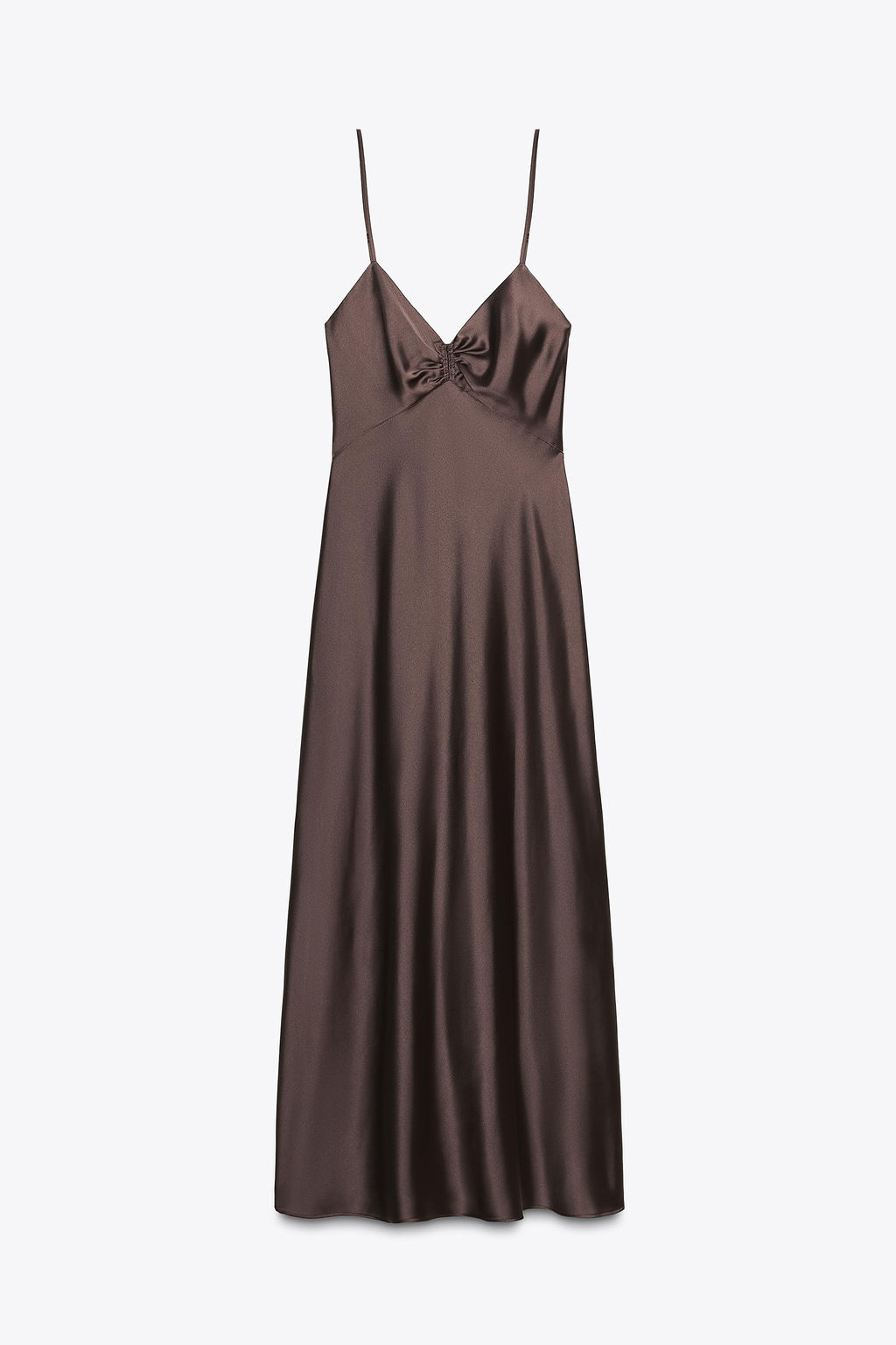 GATHERED SATIN MIDI DRESS - Zara фото 5